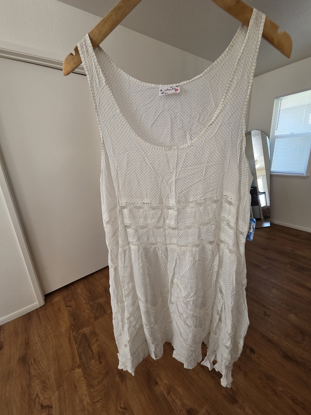 Free People Cream Crochet-Trim Tank Swim Coverup Dress - Picture 4 of 12